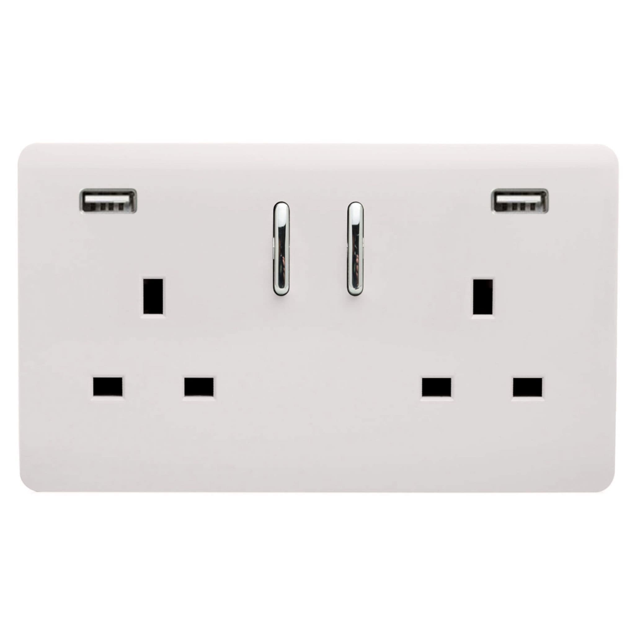 ART-SKT213USB31AAWH  2 Gang 13Amp Short S/W Double Socket With 2x3.1Mah USB Ice White